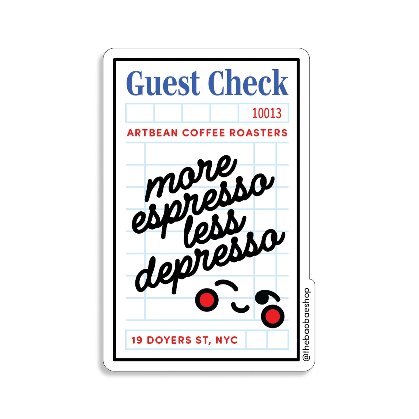 Guest check sticker