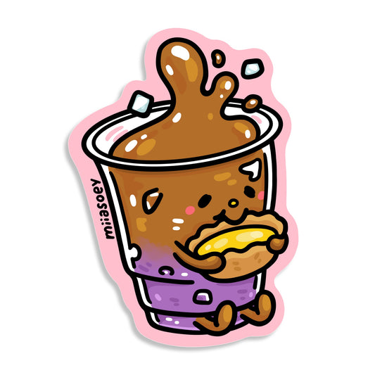 Ube latte egg tart sticker